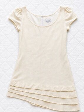 Obakki 100% Linen Asymmetrical Tunic Blouse Cream Ivory Size 4 Made In Canada